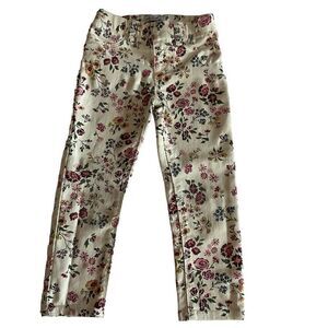 Jordache Jeggings Toddler Elastic Waist Floral Cream Pink Blue Green Girls 4T